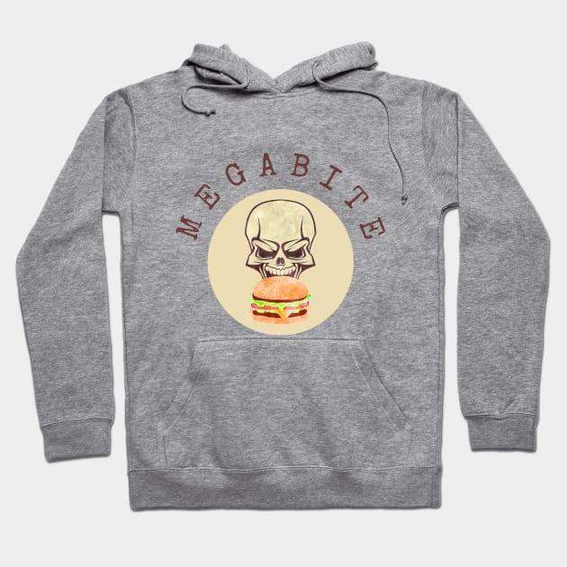 Megabyte Pun - Food Pun - Skull Eating a Burger Hoodie by Yas R